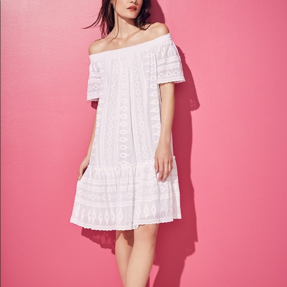 Rebecca Taylor Off The Shoulder White Dress